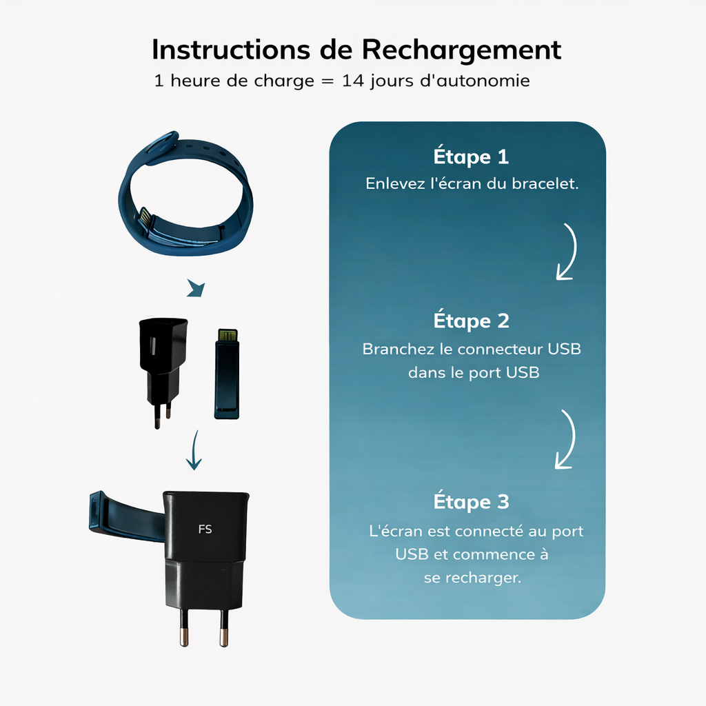 Bracelet réveil -L'alarme vibrante pour les gros dormeurs et les matins silencieux.