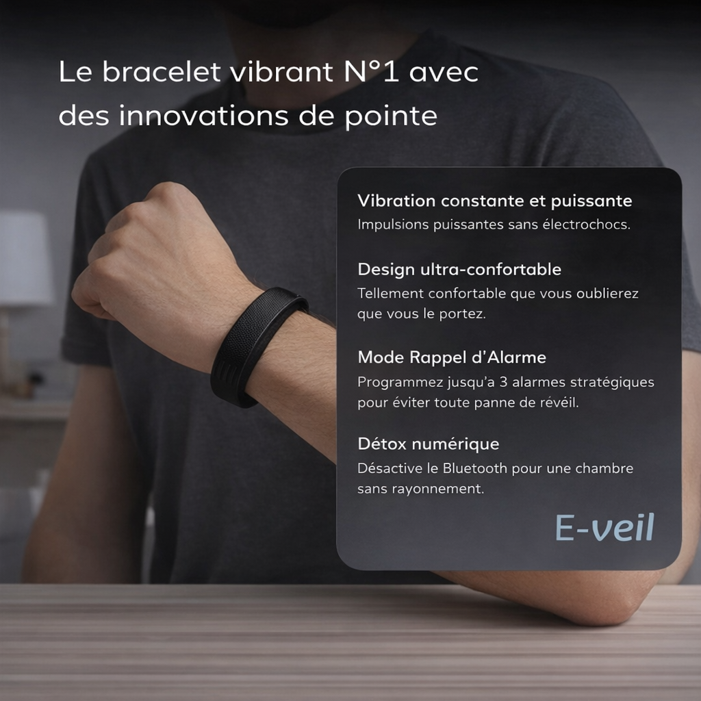 Bracelet réveil -L'alarme vibrante pour les gros dormeurs et les matins silencieux.