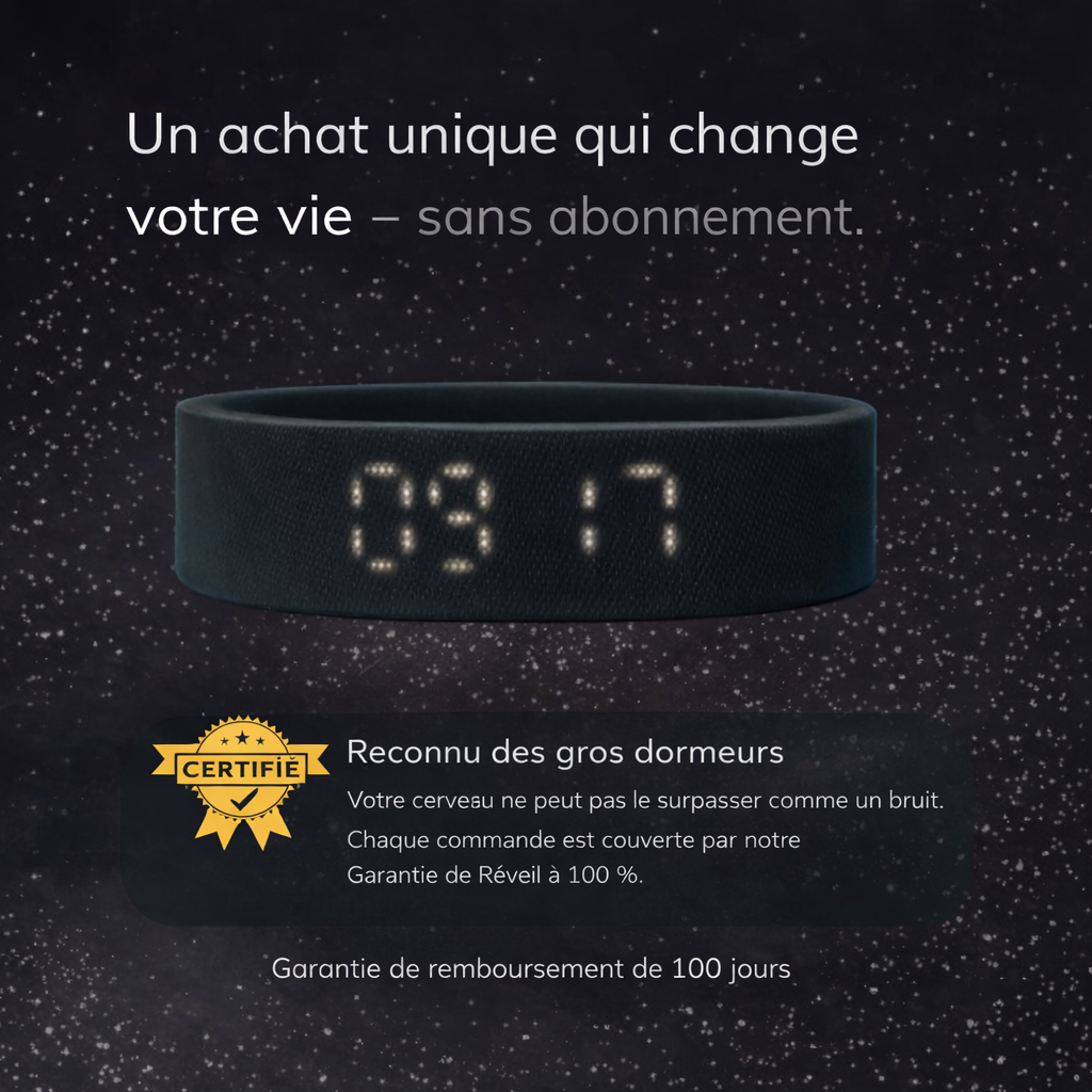 Bracelet réveil -L'alarme vibrante pour les gros dormeurs et les matins silencieux.