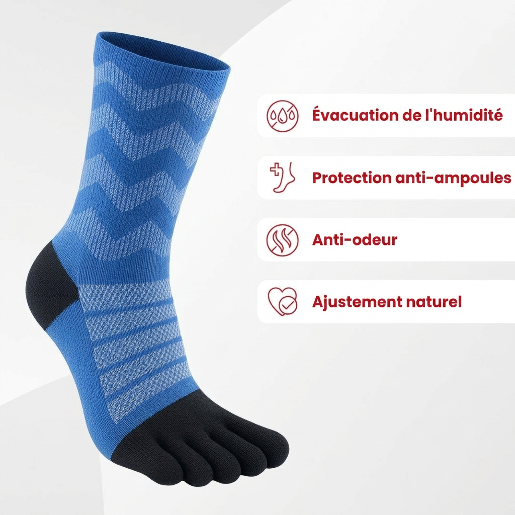 Chaussettes anti-ampoules à orteils séparés — Laine mérinos