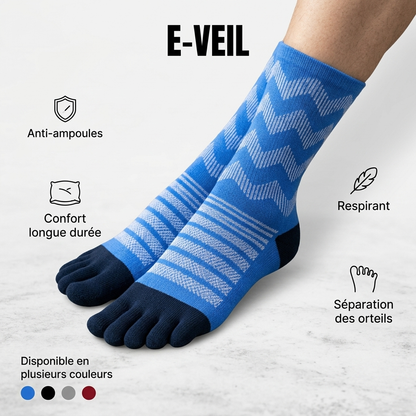 Chaussettes anti-ampoules à orteils séparés — Laine mérinos